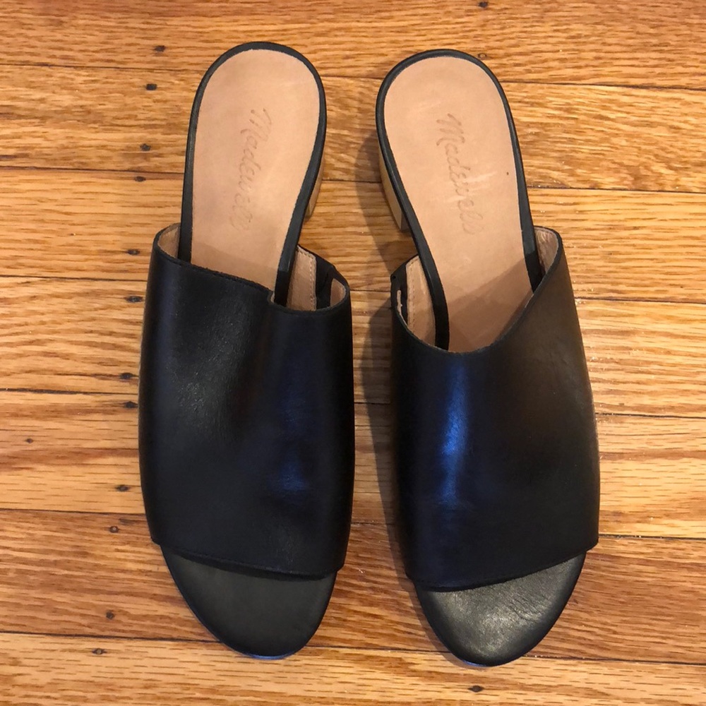 Black mules open-toe